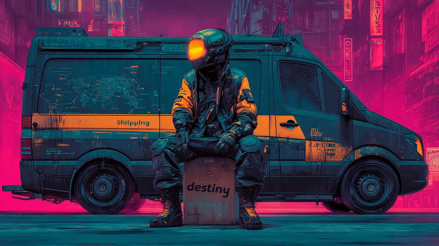 Cyberpunk delivery scene