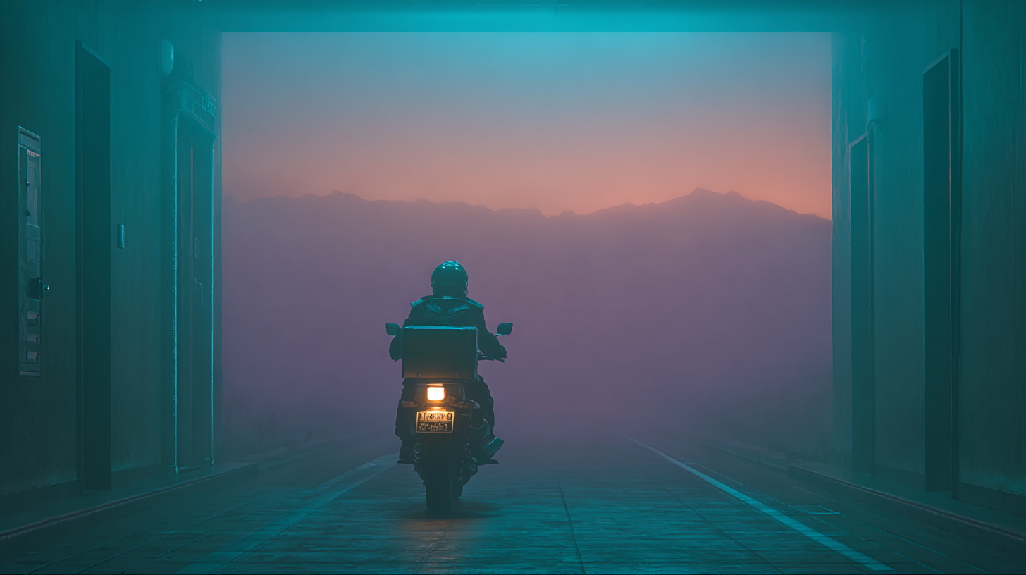 Cyberpunk delivery scene